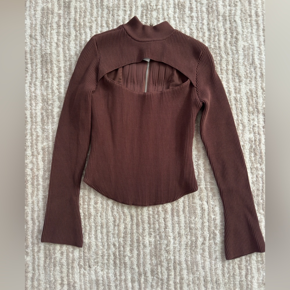 House of CB Georgina Cocoa Knitted Corset Long Sleeve Top Medium